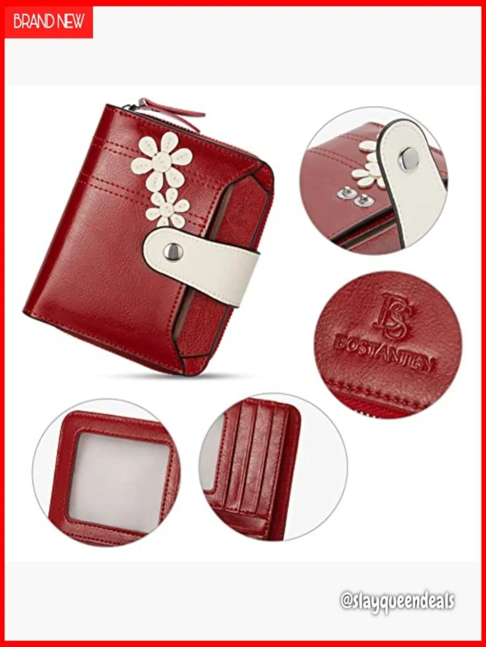 Leather RFID Blocking Bifold Wallet with Zipper Pocket Compact Size